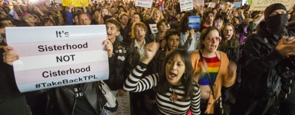 Supporters of the trans community protest outside the Palmerston Public Library in Toronto National Post | James Alexander Michie