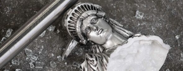A broken Statue of Liberty figure AFP SCMP | James Alexander Michie